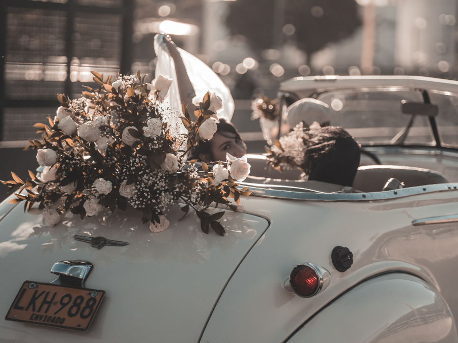 décoration voiture de mariage